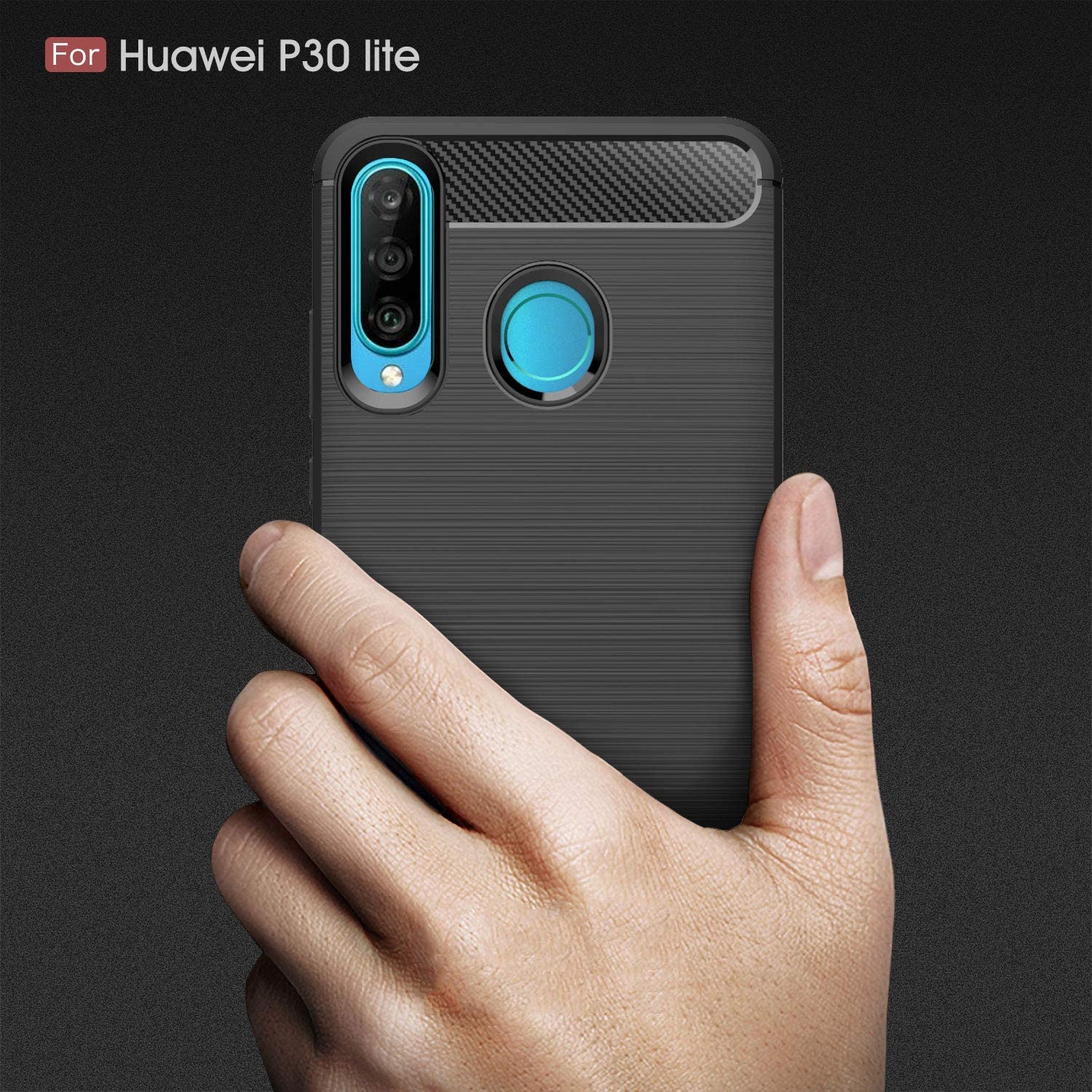 Techsuit Carbon Silicone kryt pro Huawei P30 lite / P30 lite New Edition – černý