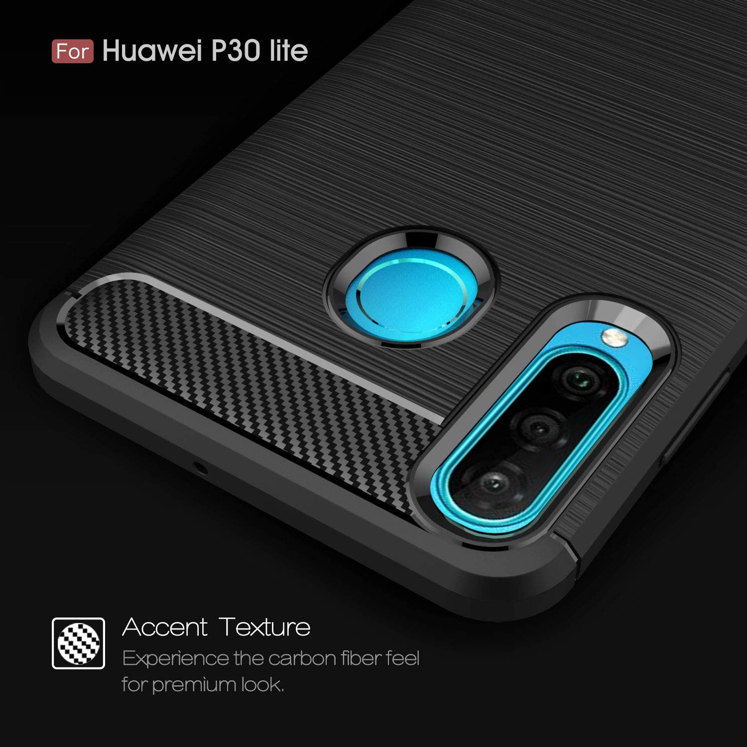 Techsuit Carbon Silicone kryt pro Huawei P30 lite / P30 lite New Edition – černý