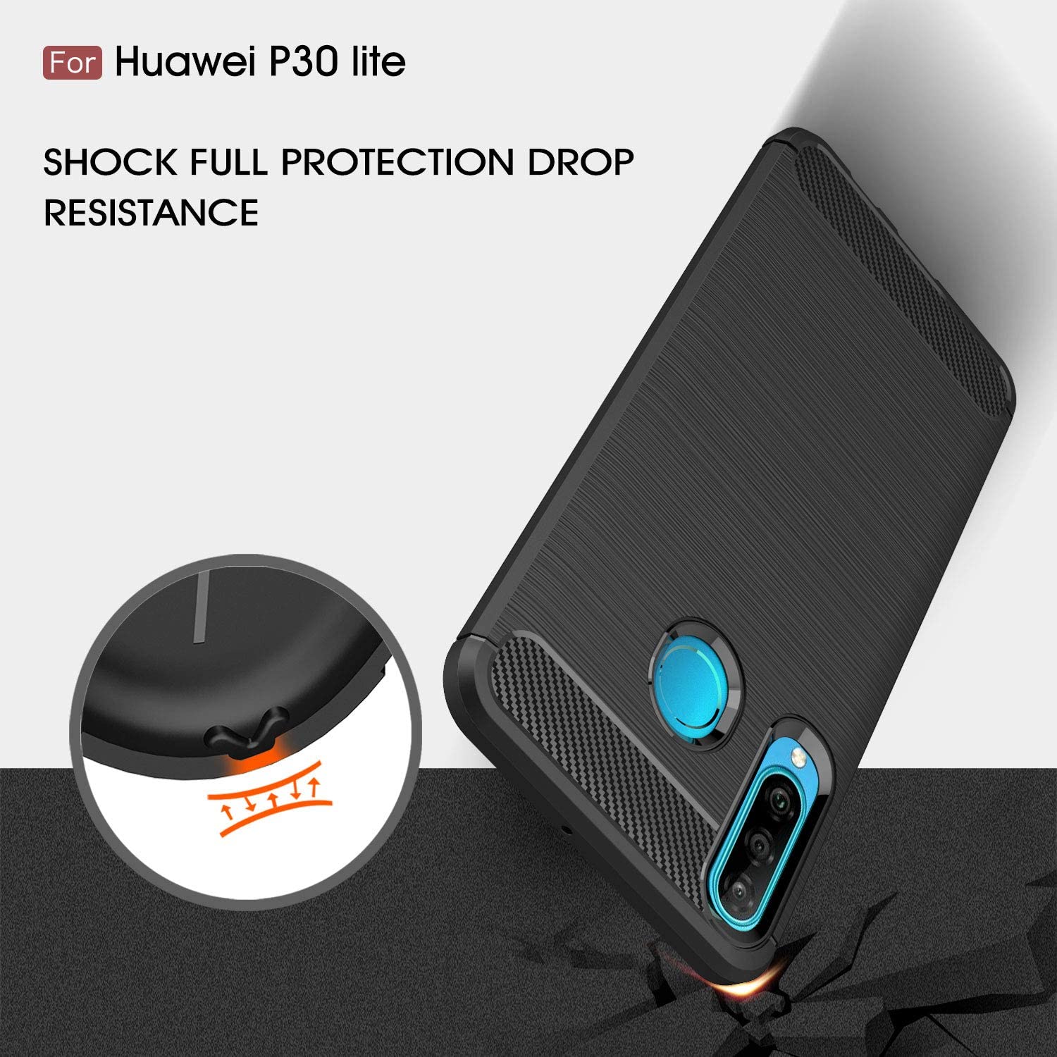 Techsuit Carbon Silicone kryt pro Huawei P30 lite / P30 lite New Edition – černý