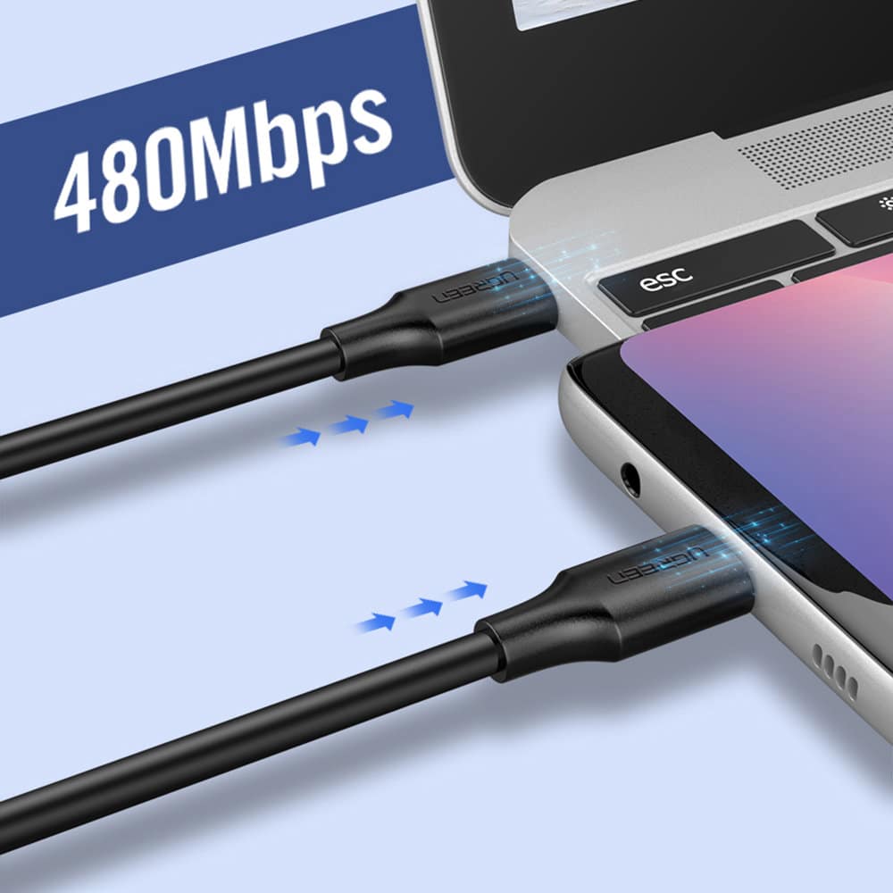 Ugreen – datový kabel (10306) – USB-C na Type-C, 3A, 2m – černý