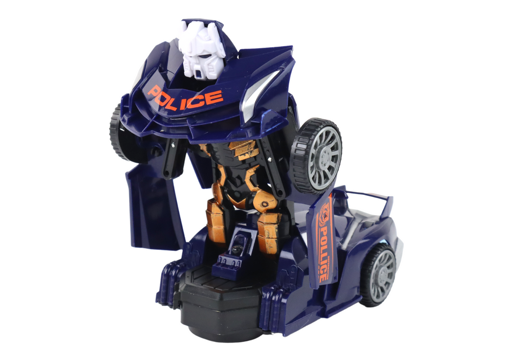 Auto robot za igru Police 2u1 - tamno plavi