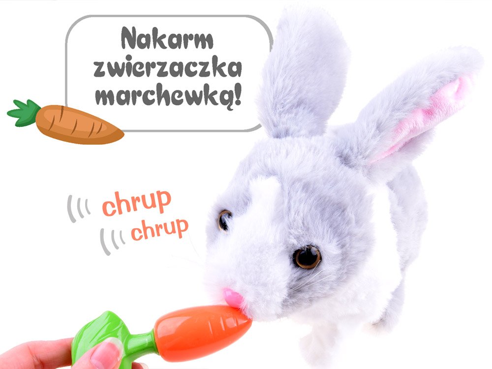 Interaktivni plišani zeko sivi