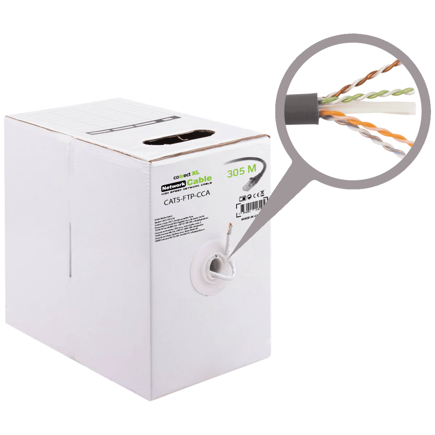 Connect XL Mrežni FTP kabl, CAT5e, CCA, 305 met. - CAT5-FTP-CCA