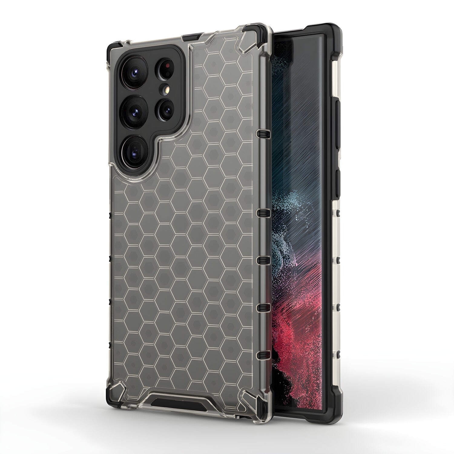 Honeycomb pancirna futrola sa silikonskim okvirom za Samsung Galaxy S23 Ultra - Crna KP24344