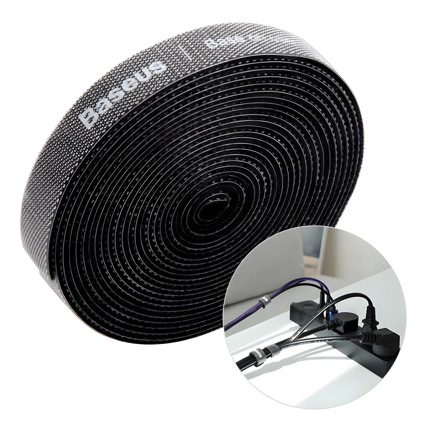 Baseus Rainbow Circle – organizator kablova na čičak - 3m - Crna KP35185