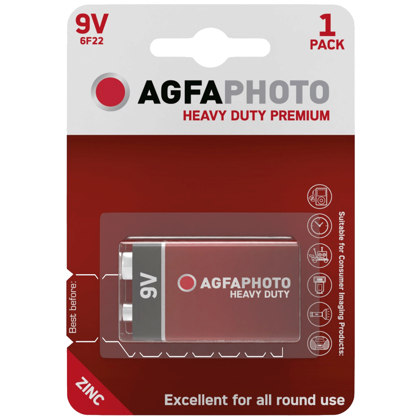 AgfaPhoto Zinc baterije, 6F22, 9 V, blister 1 kom. - 9V B1
