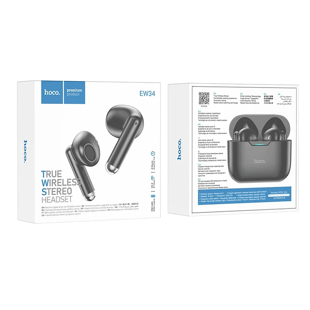 HOCO brezžične/bluetooth stereo slušalke TWS Full True EW34 črne