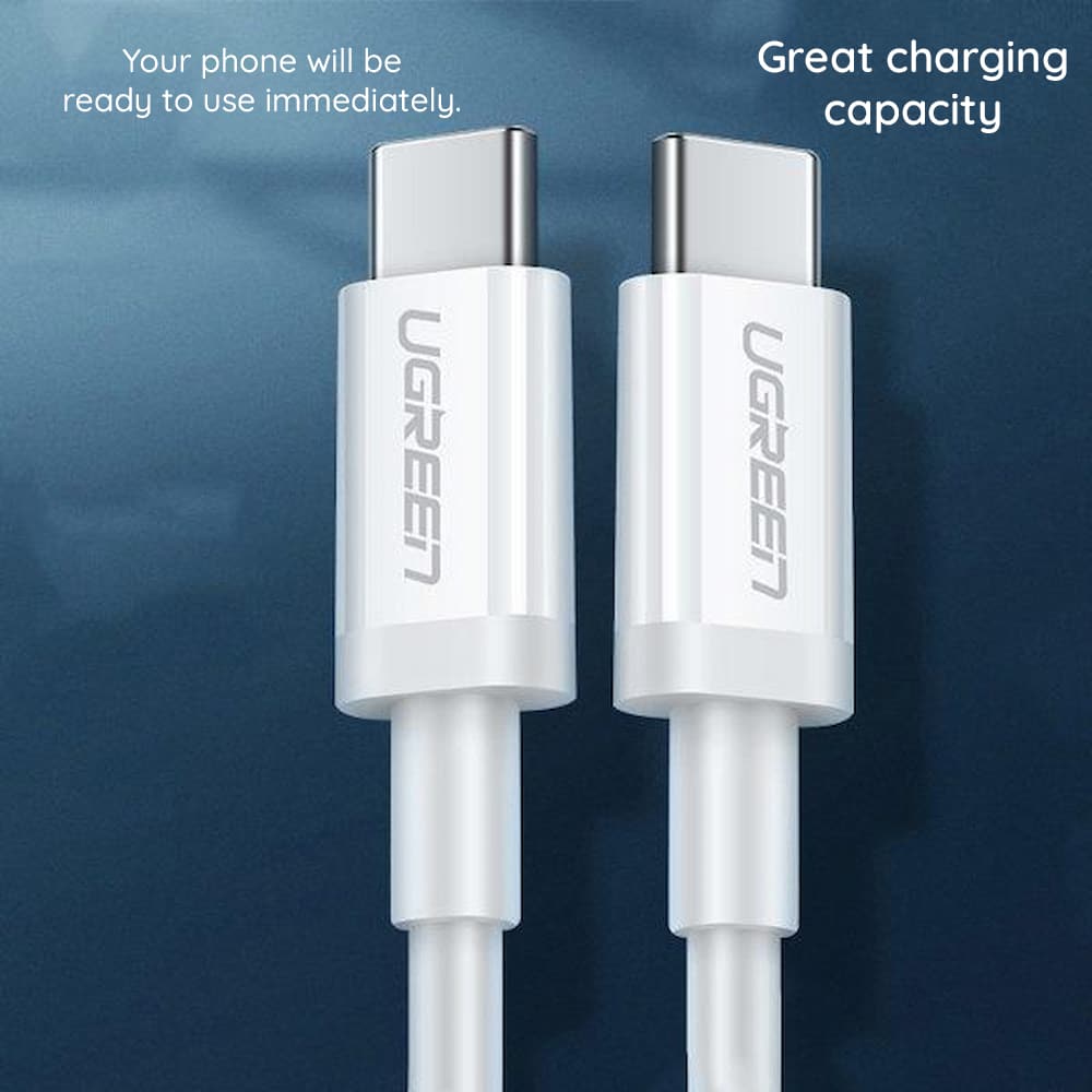 Ugreen - Podatkovni kabel (60520) - USB-C na Type-C PD60W 3A 2m - bijeli