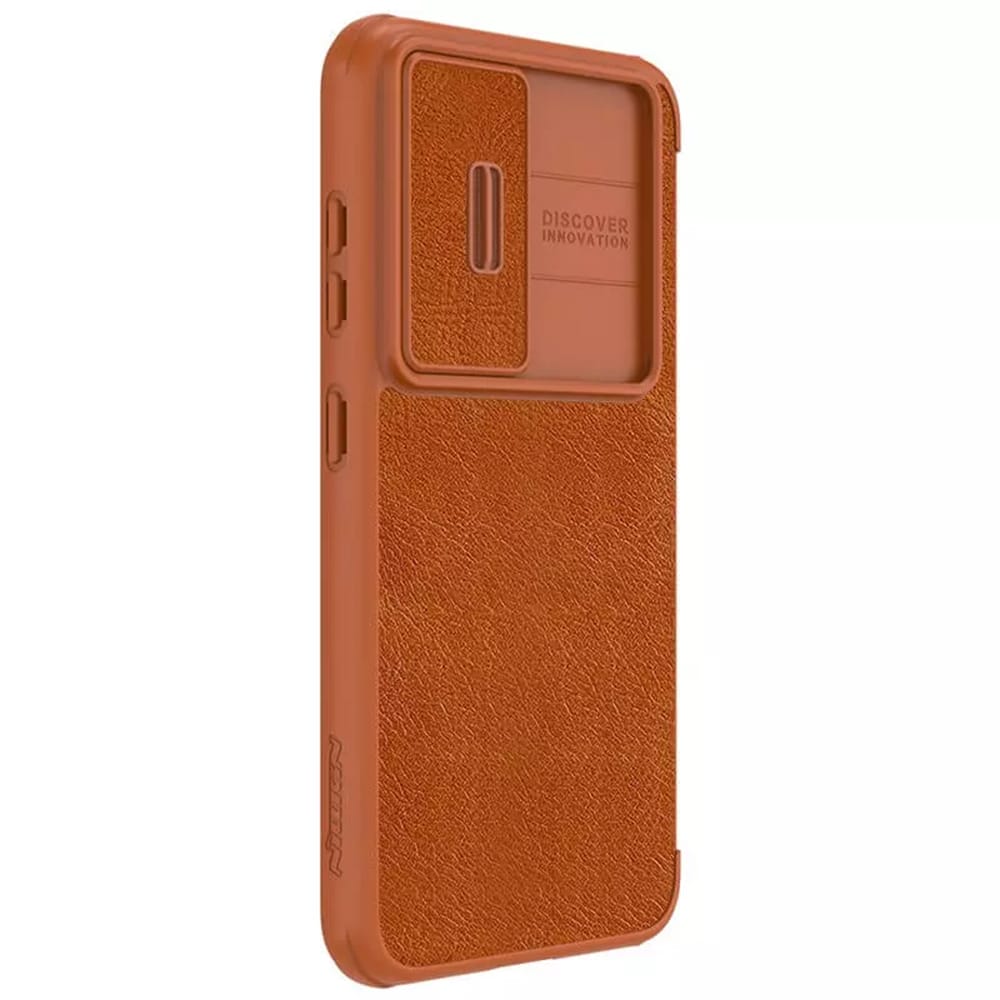 Nillkin Qin Leather Pro preklopna maska sa štitnikom za kameru za Samsung Galaxy S23 - brown