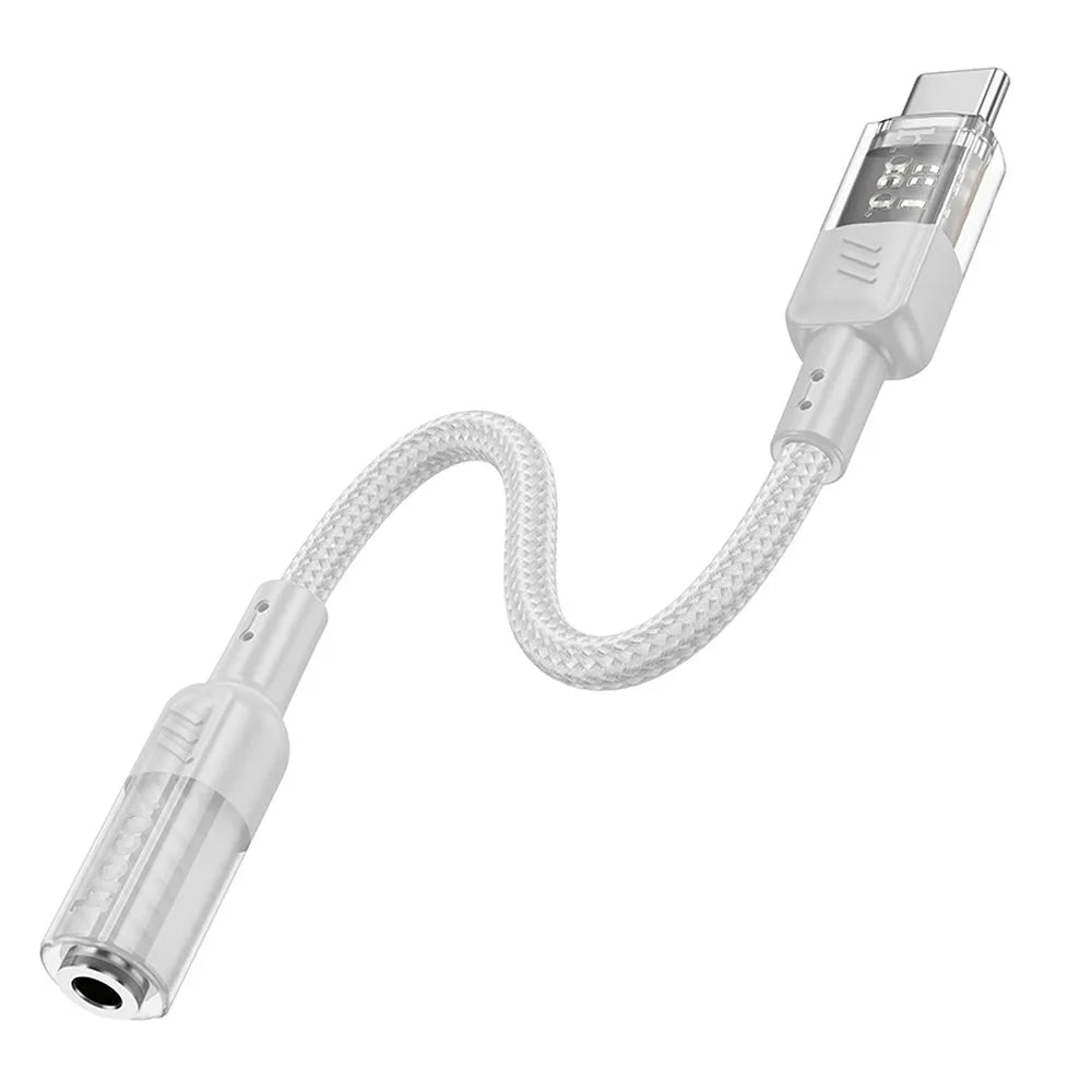 HOCO AUX adaptér Type - C na Jack 3.5 mm LS37 15 cm průhledně šedý
