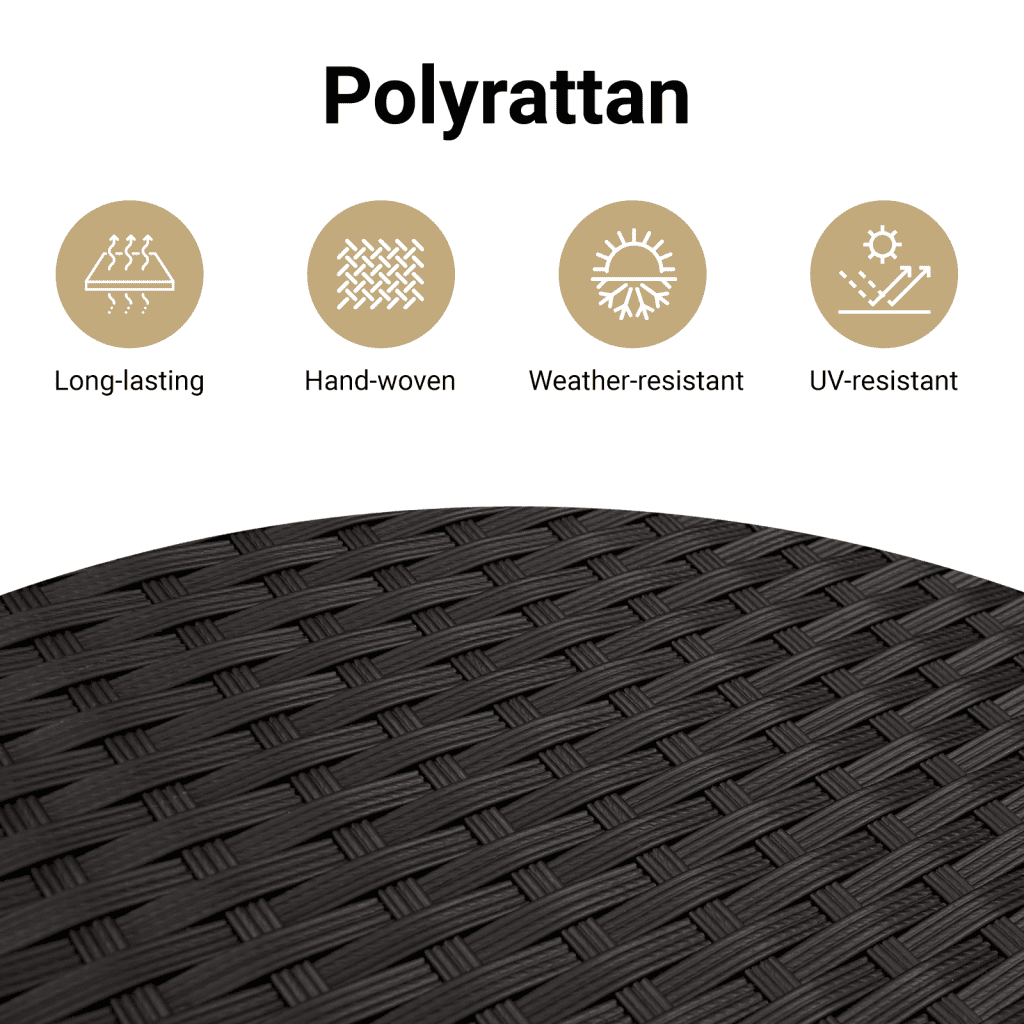 5-dijelni vrtni blagovaonski set s jastucima od poliratana crni