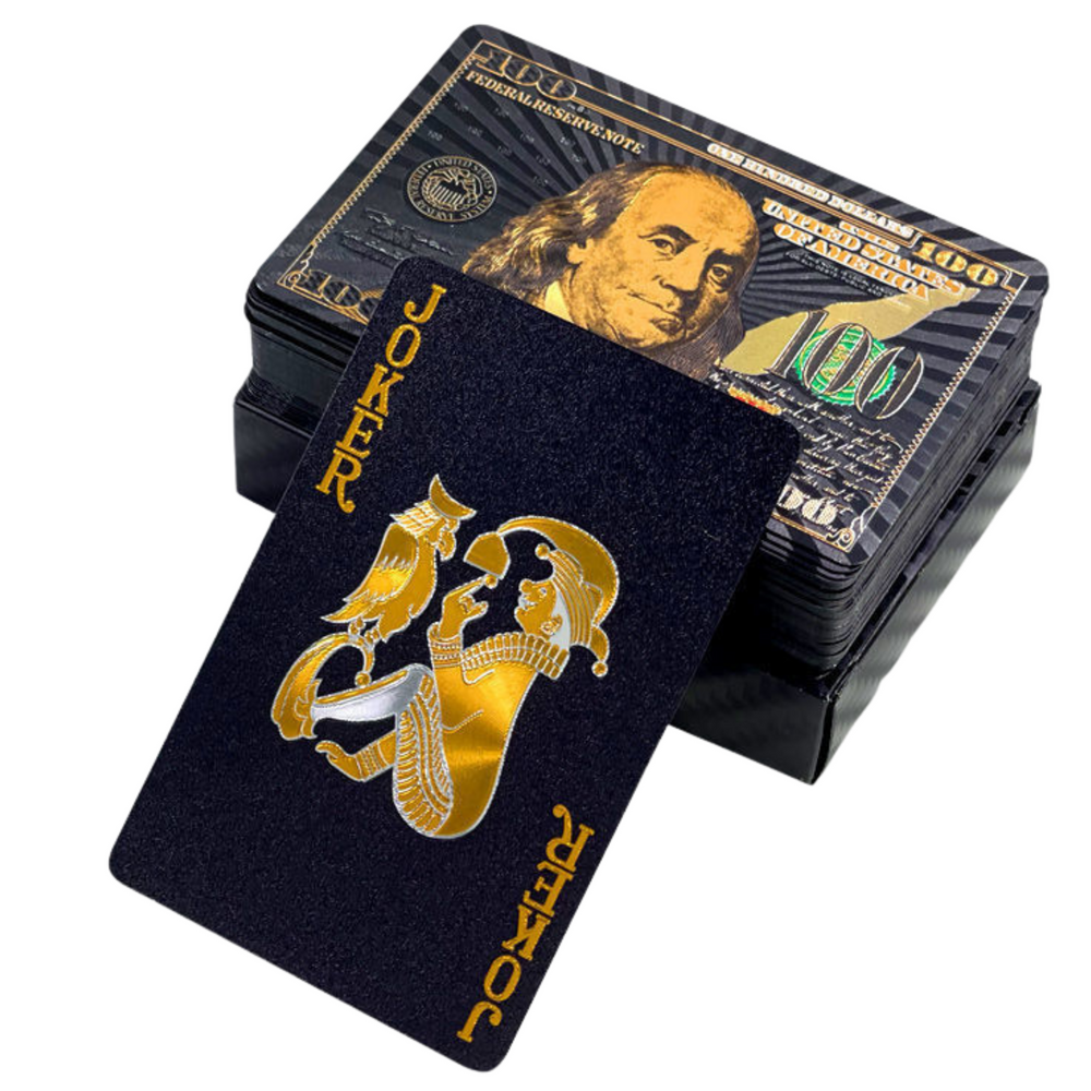 Playing Cards Elegant Dollar Bill Black Deck 54 Cards