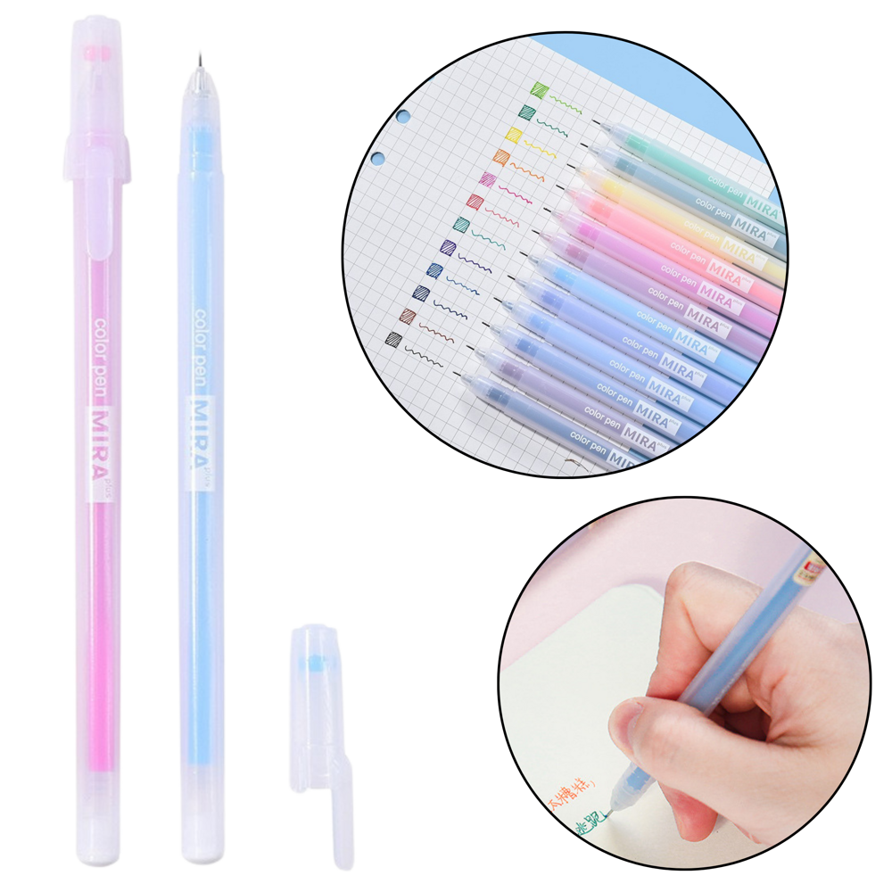 Set of Gel Pens Intense Colors Office School 12 Pieces