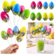 Easter Eggs on a Wire Pick Bunny with a Basket Decoration 6pcs