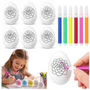 Easter Styrofoam Eggs For Painting Markers Flower Pattern B 6pcs