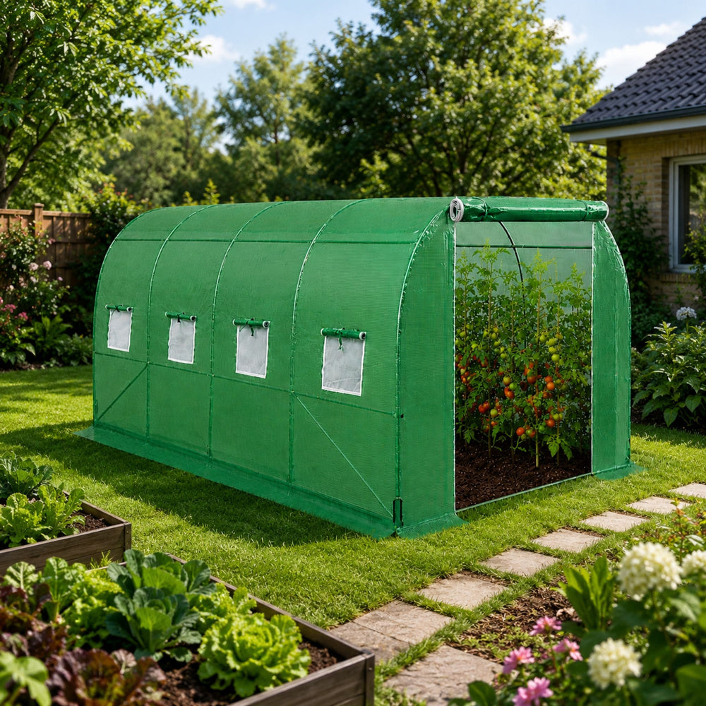 Vrtni staklenik – tunel od folije 4x2.5x2m 10m² UV-4 Premium - zeleni