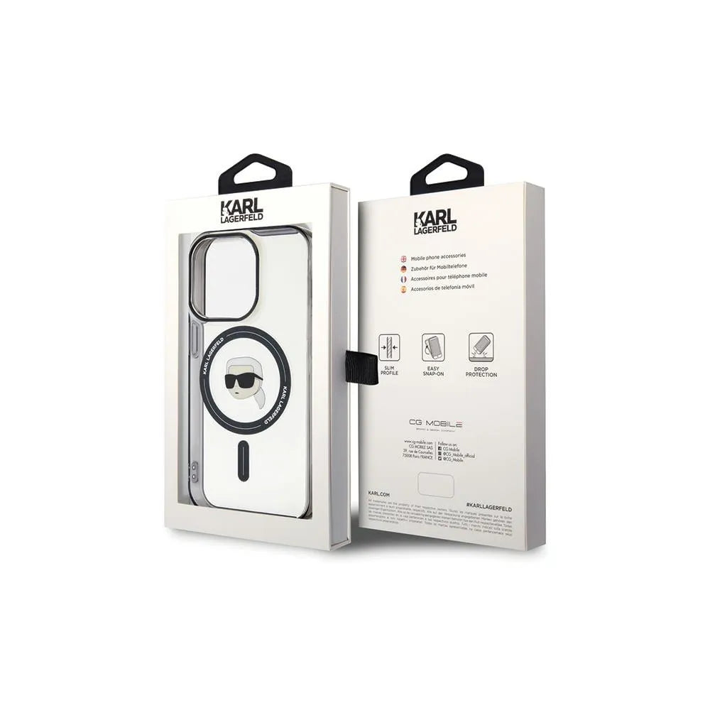 Originalna KARL LAGERFELD Hardcase KLHMP15LHKHNOTK maska za iPhone 15 PRO (Karl Head + MAG / prozirna)