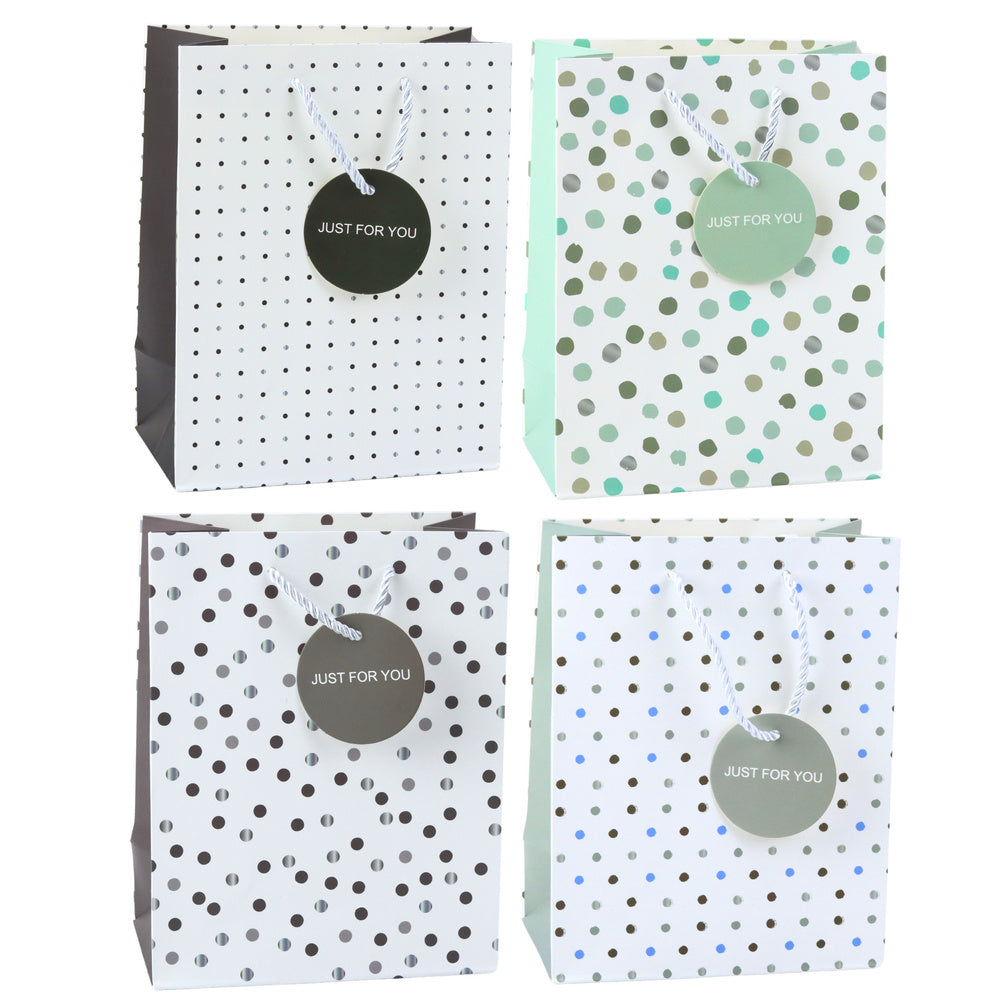 Gift Bag With Dots Inscription Just For You 23 x 18 x 10.5 cm