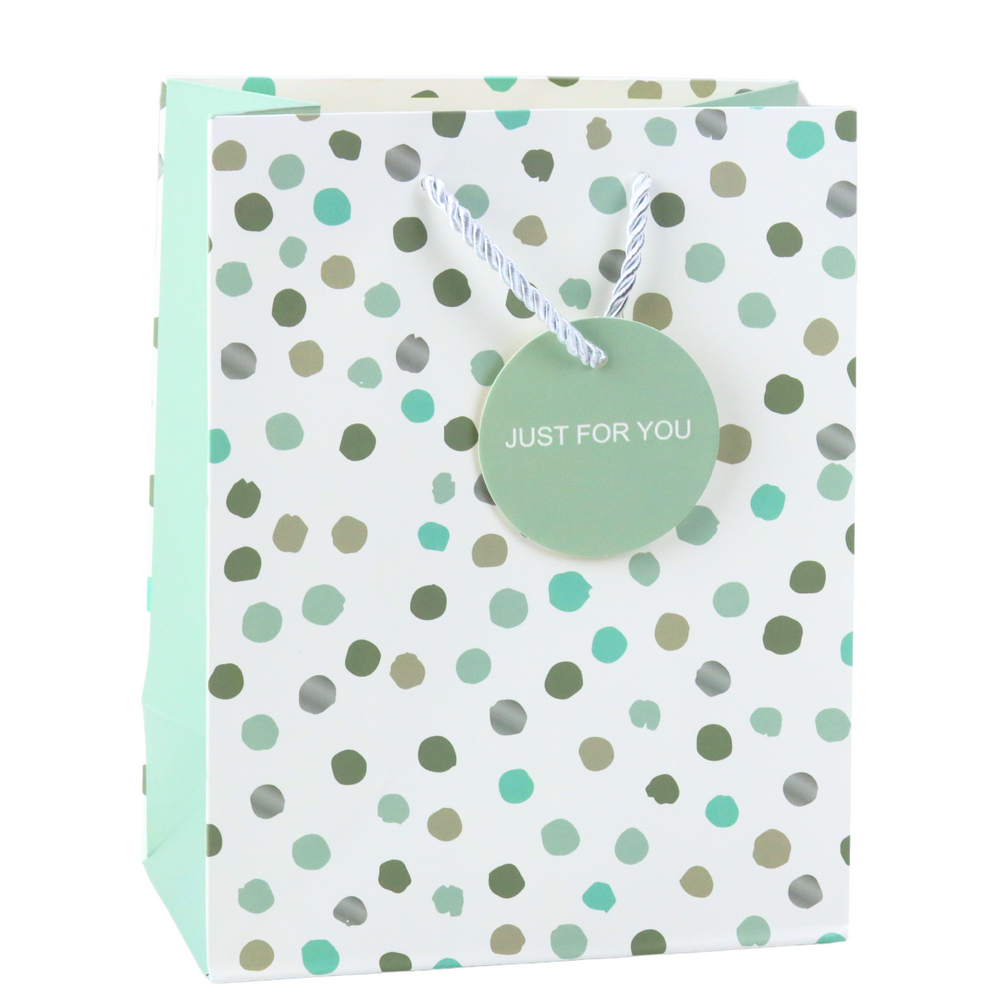 Gift Bag With Dots Inscription Just For You 23 x 18 x 10.5 cm