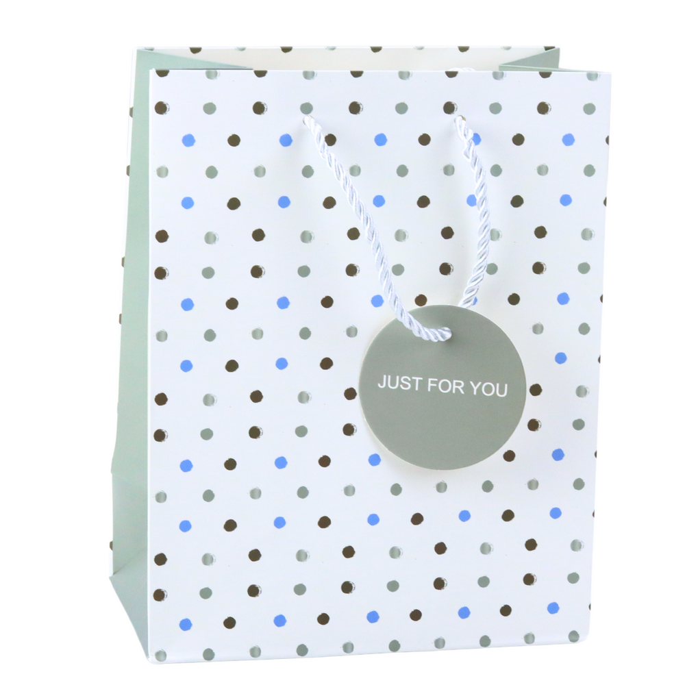 Gift Bag With Dots Inscription Just For You 23 x 18 x 10.5 cm