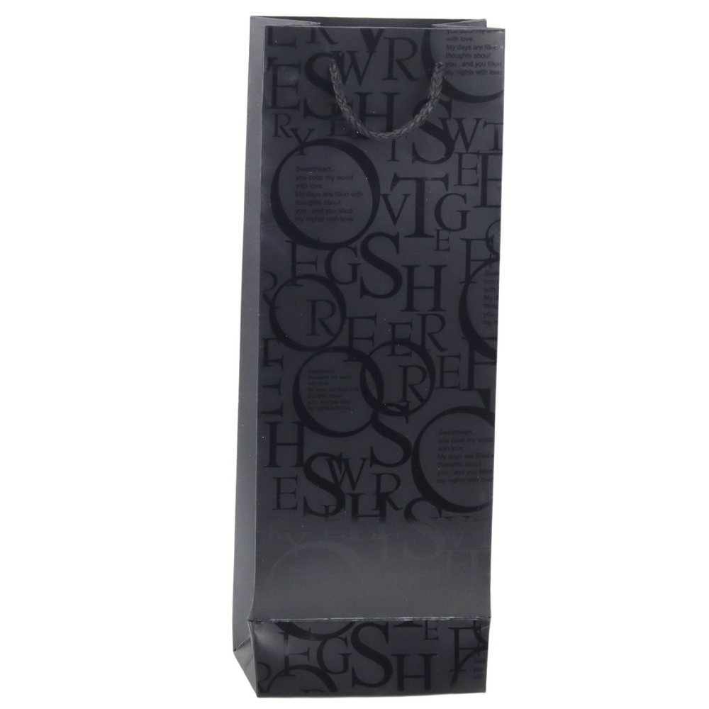 Wine Bottle Gift Bag Pattern With Inscriptions 35 x 12 x 9 cm