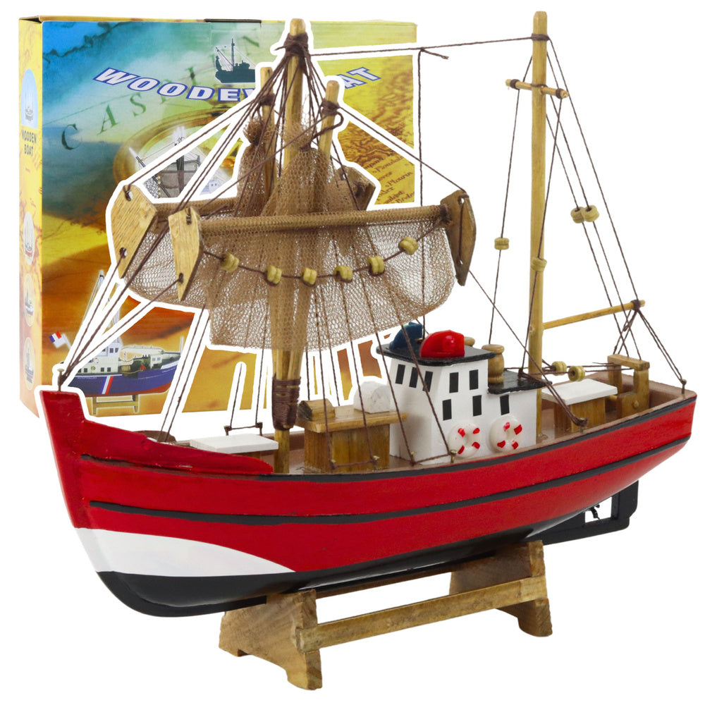 Kolekcionarska maketa ribarskog broda 30x26cm - crveni