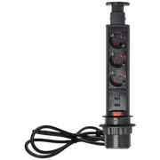 Orno Produžni kabel sa 3 x Schuko utičnice + 2 x USB, ugradbena - OR-AE-1349(GS)/B