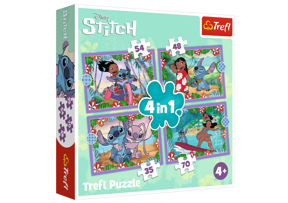 Puzzle 4u1 Ludi dani s Lilo Stitch - Trefl 34633