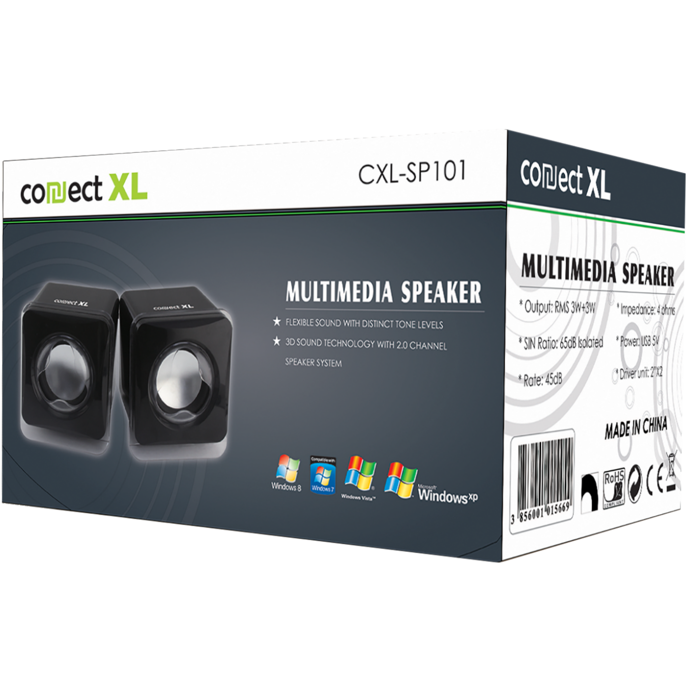 Connect XL Zvučnik, set, 2.0, USB 5V, boja crna - CXL-SP101