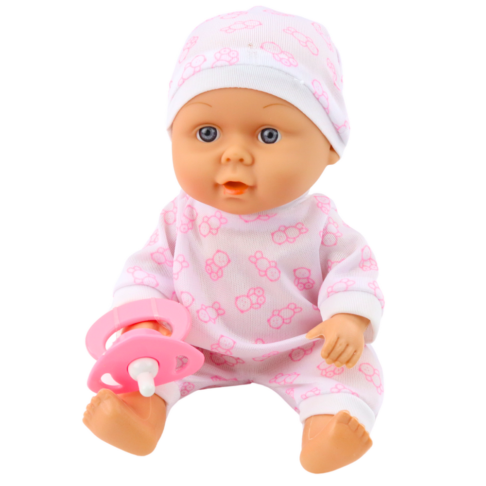 Lutka za igru beba u nosiljci - 22 cm  - roza