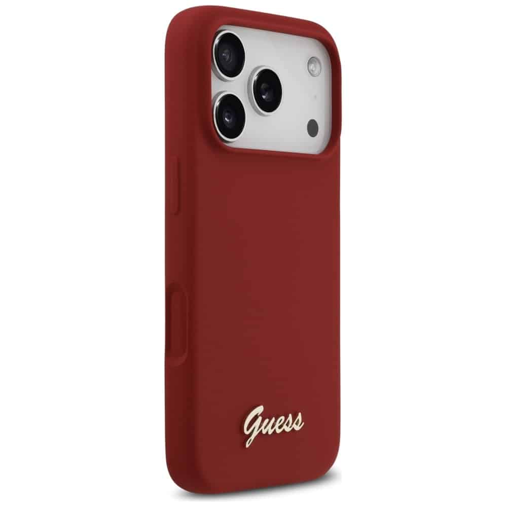 Guess MagSafe kryt s kovovým logem a nápisem (GUHMP17XSMBSLM) pro iPhone 17 Pro Max – purpurová