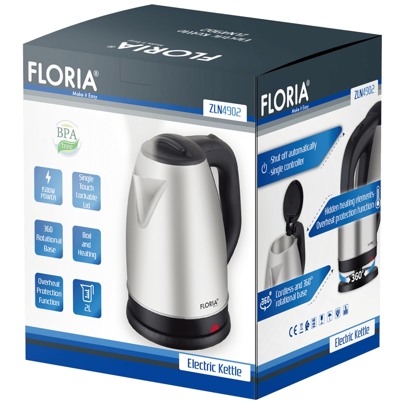 Floria Grelnik vode, prostornina 2.0 l, 1500 W - ZLN4902