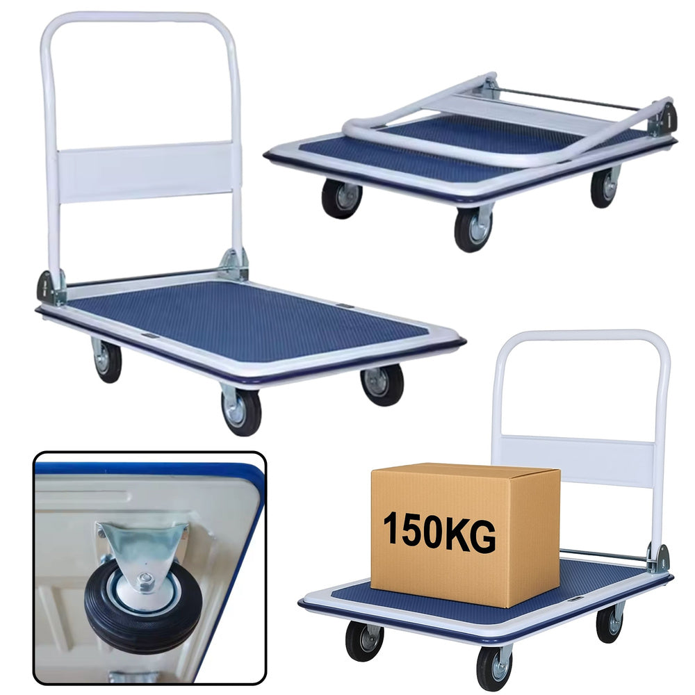 Transportna kolica s platformom nosivosti do 150kg - bijelo/plava