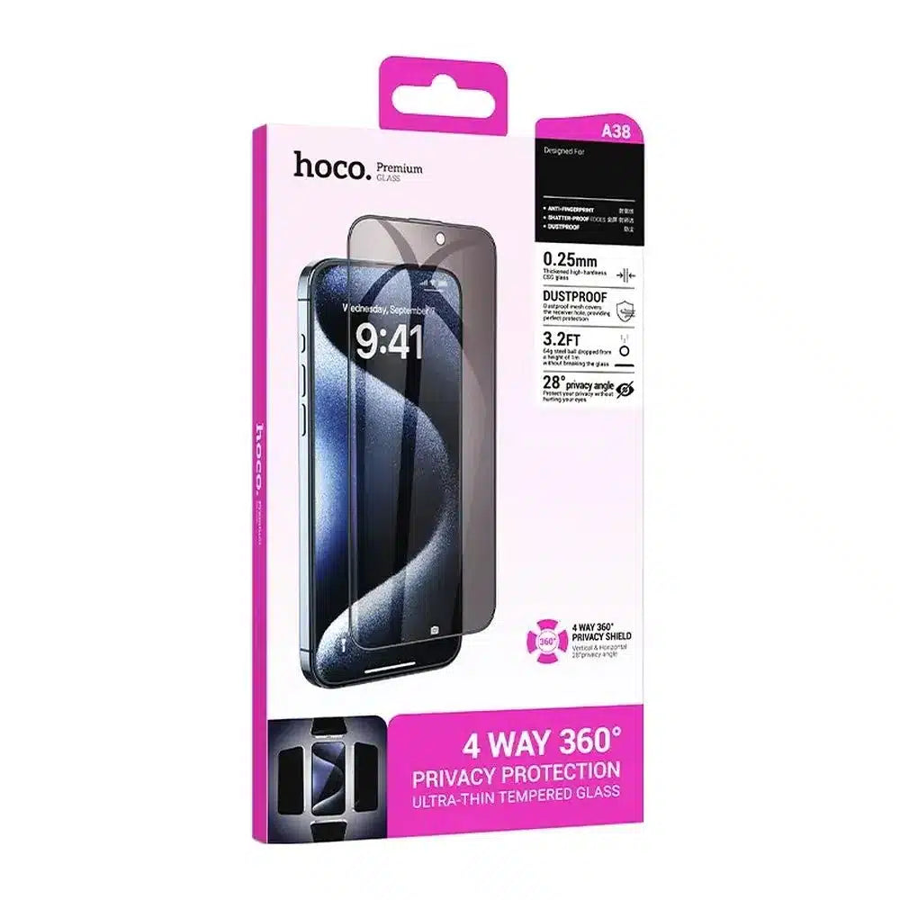 Tvrzené privátní sklo HOCO 360 stupňů pro iPhone 15