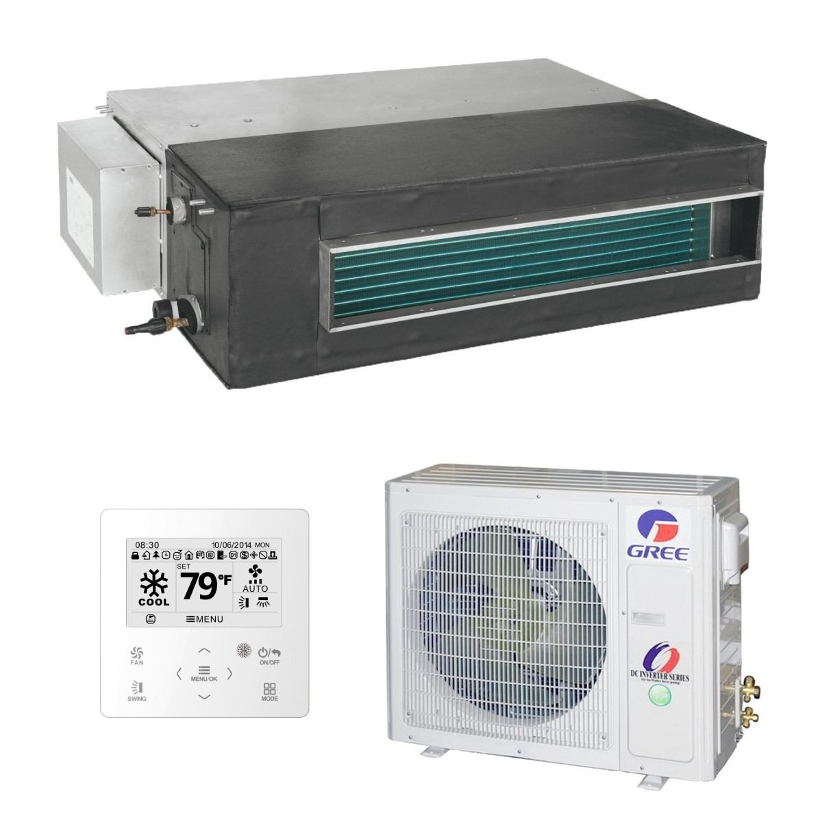 Gree kanalni klima uređaj 10,0kW GUD100PHS(A-S)/GUD100W(NhA-S), za prostor do 100m2, A++ energetska klasa