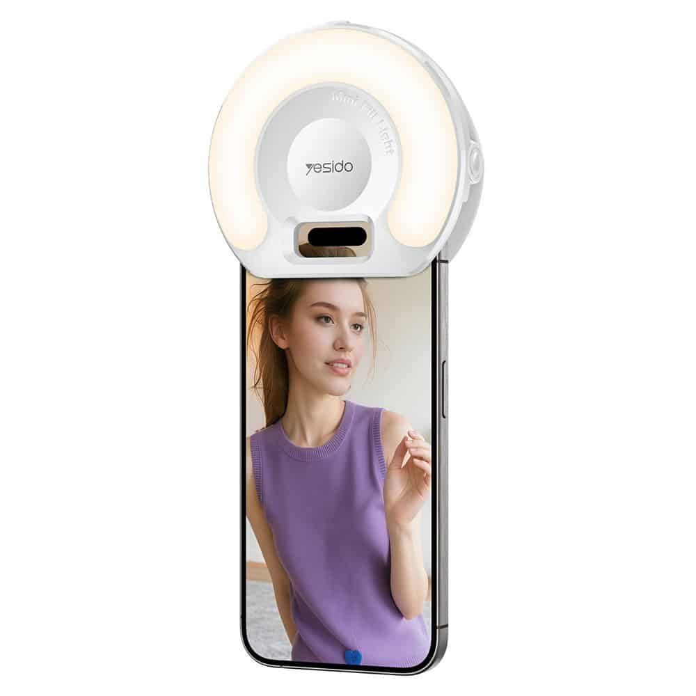 Yesido - LED Selfie svjetlo s kopčom za telefon (DH13) - 400mAh 3 načina rada svjetla - bijelo