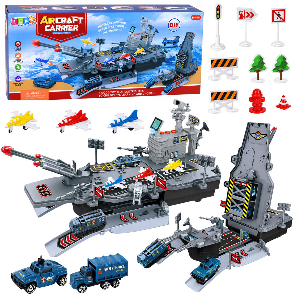 Military Set Aircraft Carrier Military Base Fighters Vehicles Lights Sound