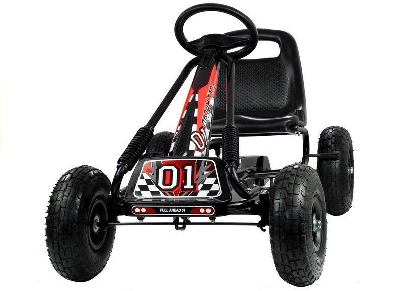 Go-Kart na pedale A-15 s pumpanim kotačima - Crni