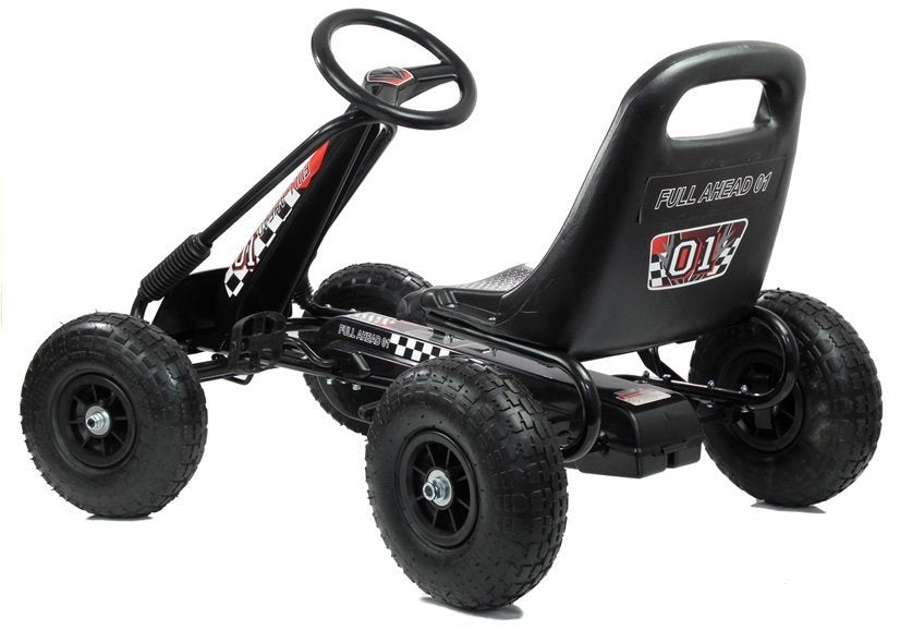 Go-Kart na pedale A-15 s pumpanim kotačima - Crni
