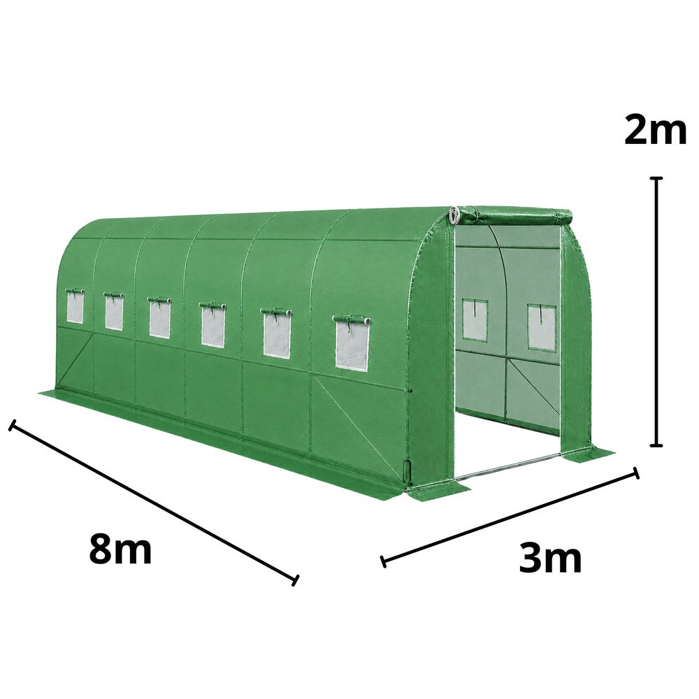 Vrtni plastenik 8 x 3 x 2M PRO FRAME - 24M² - zeleni