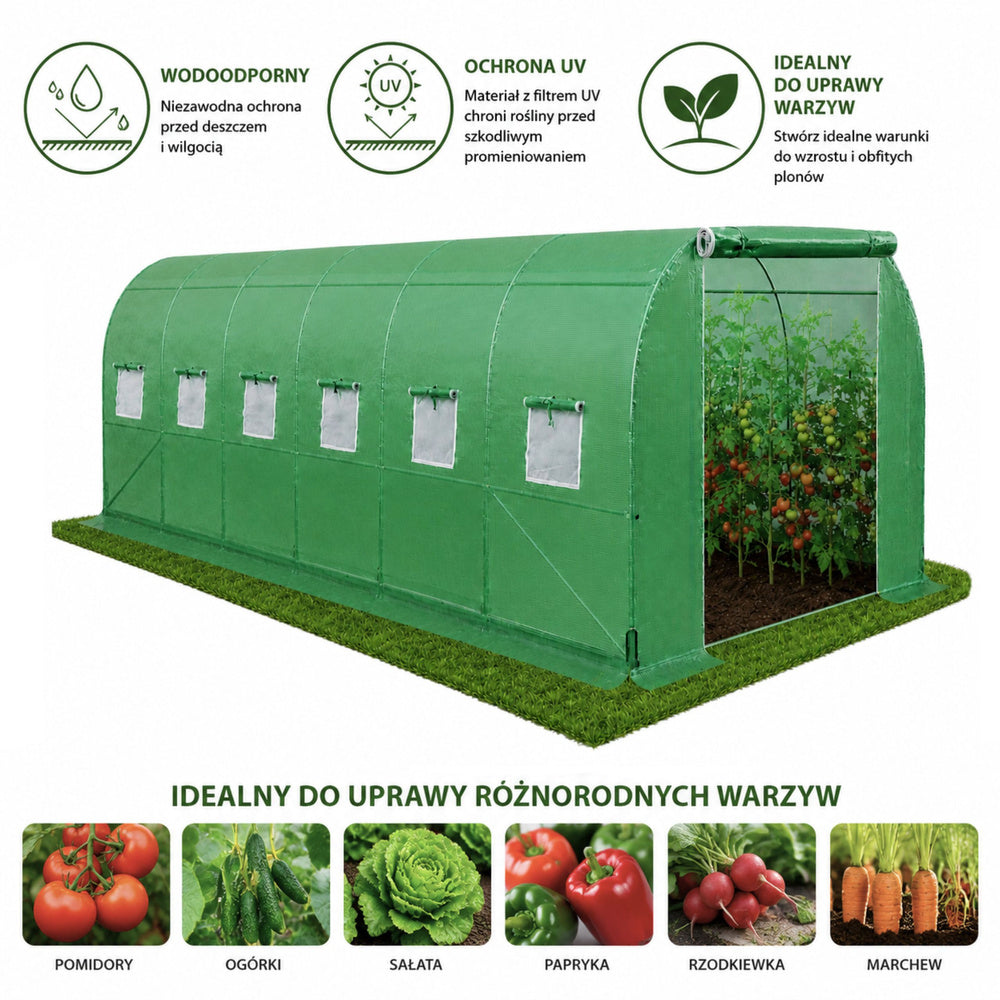 Vrtni plastenik 8 x 3 x 2M PRO FRAME - 24M² - zeleni