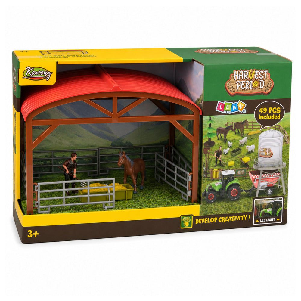 Farm set with Tractor Stable Silo Figures Animals Tools 49 pcs.