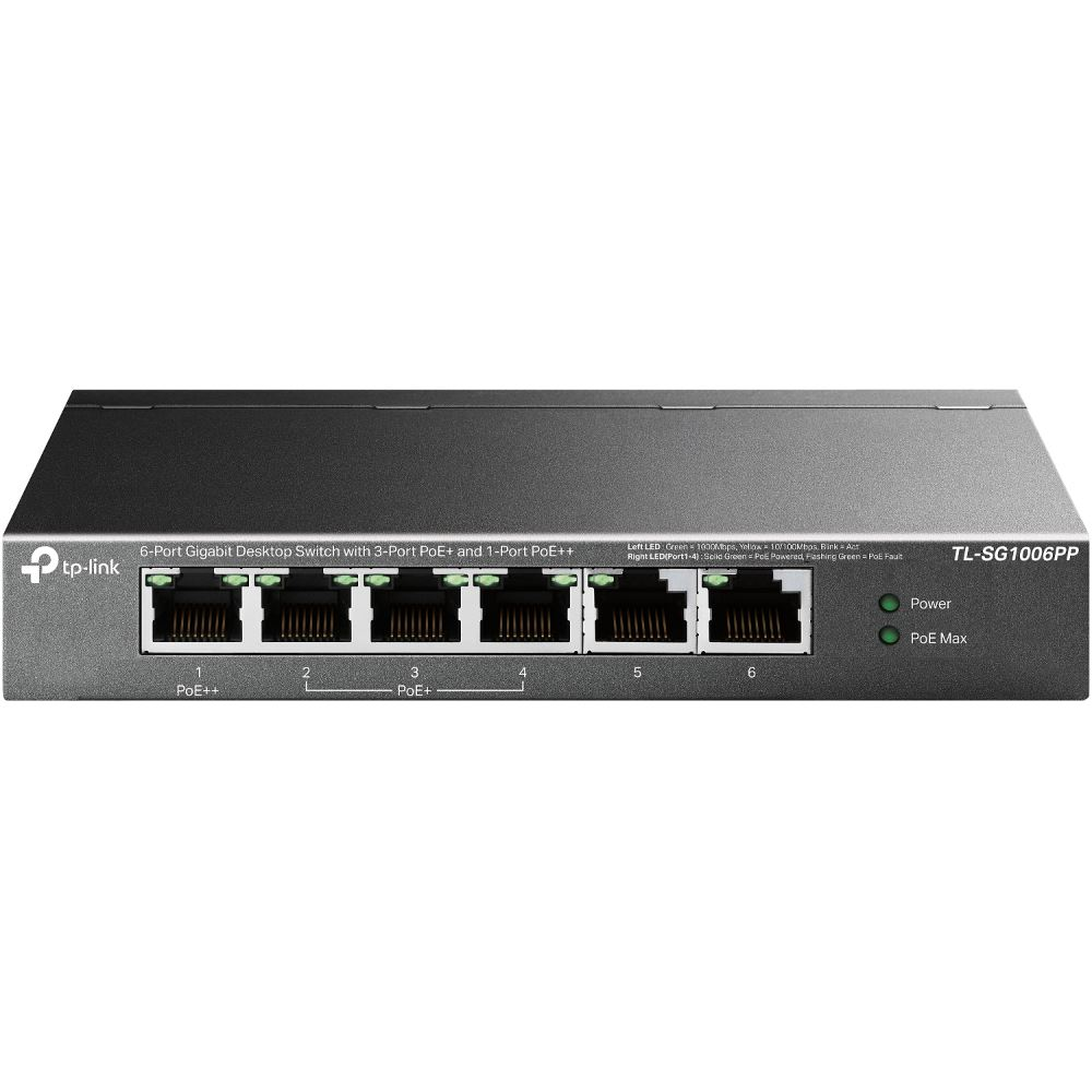 TP-Link TL-SG1006PP mrežni prekidač Neupravljano Gigabit Ethernet (10/100/1000) Podrška za napajanje putem Etherneta (PoE) Sivo
