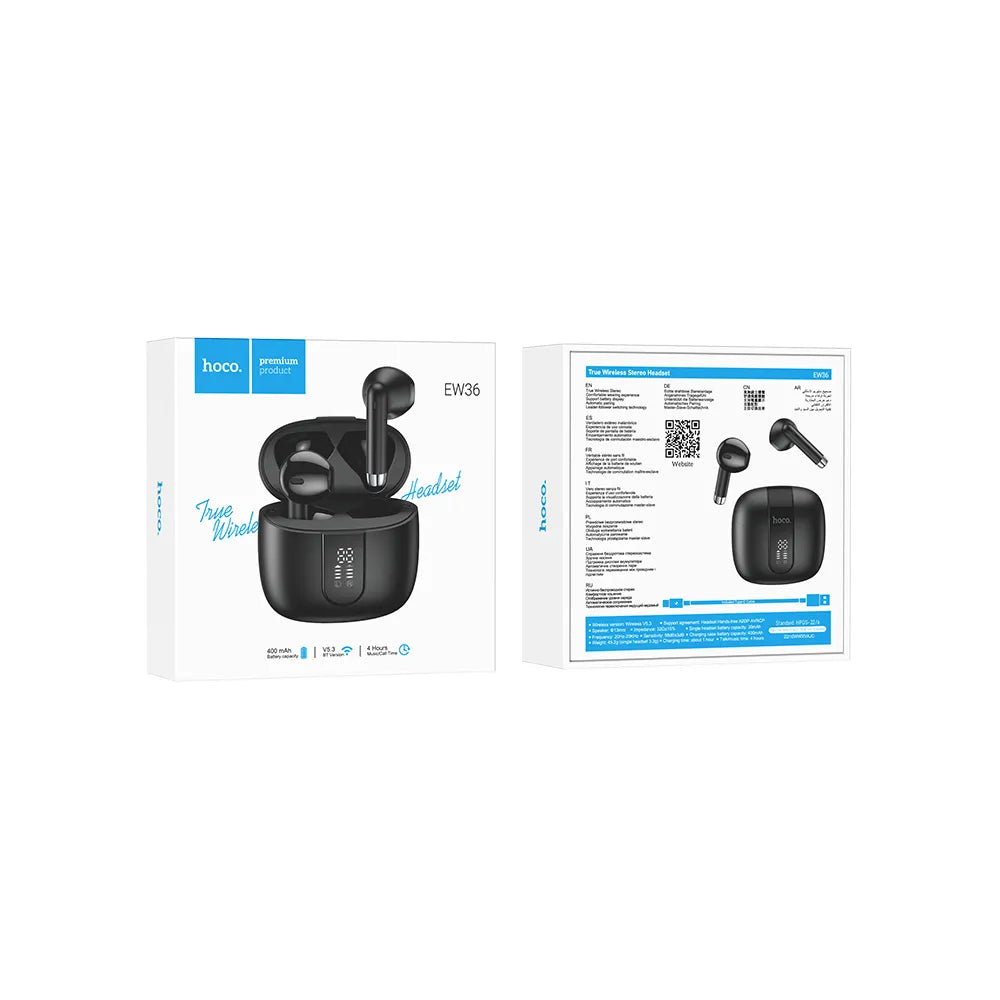 Bezdrátová / Bluetooth stereo sluchátka HOCO TWS EW36 Delicate, černá