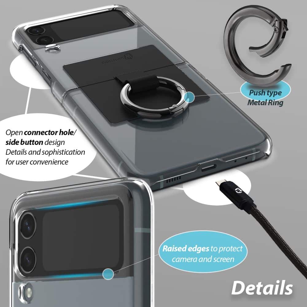 WHITESTONE PROZIRNA MASKA SA PRSTENOM ZA SAMSUNG GALAXY Z FLIP 4 – CRNA