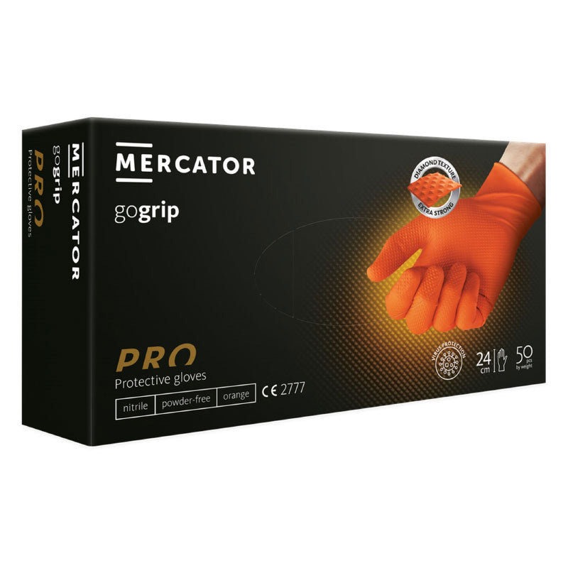 Jednokratne rukavice MERCATOR GOGRIP PRO narančaste bez pudera 50 kom - M