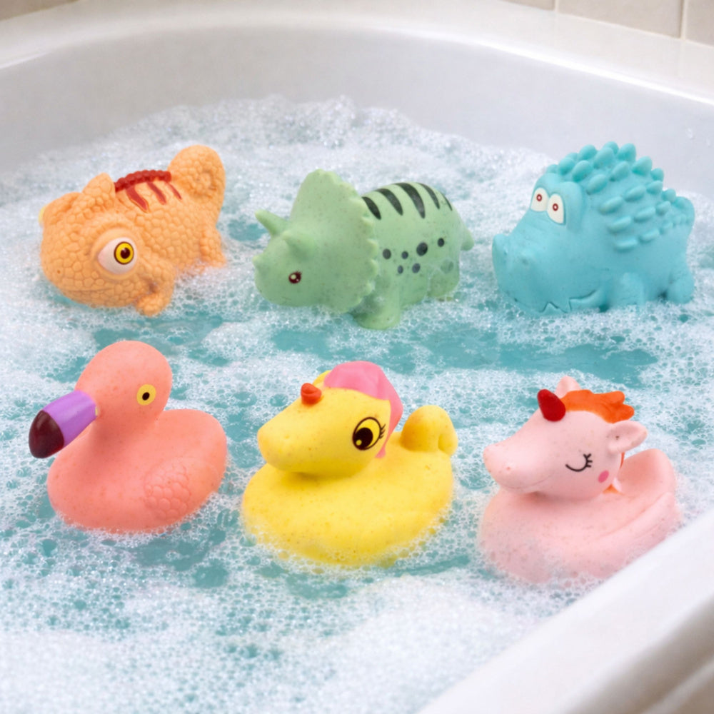 Set of educational rubber animals for bathing, pastel games, 6 pcs.