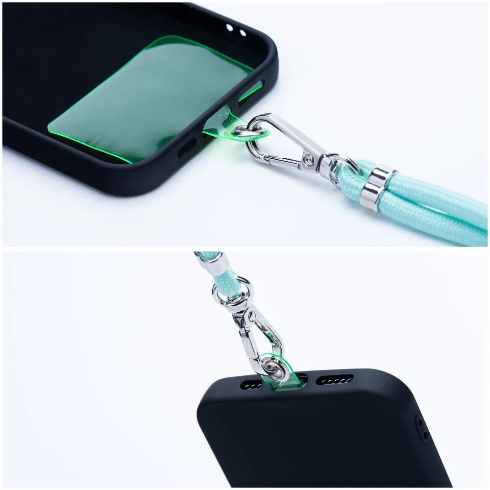 SWING přívěsek na telefon s nastavitelnou délkou / délka šňůrky 165 cm (max. 82,5 cm ve smyčce) / přes rameno nebo na krk – světle zelená