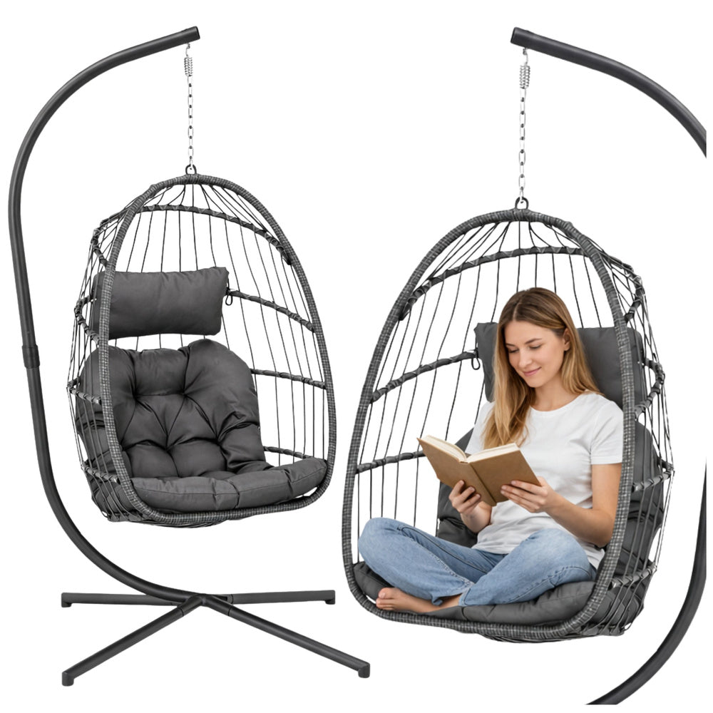 Viseća stolica jaje s jastucima Cocoon - siva
