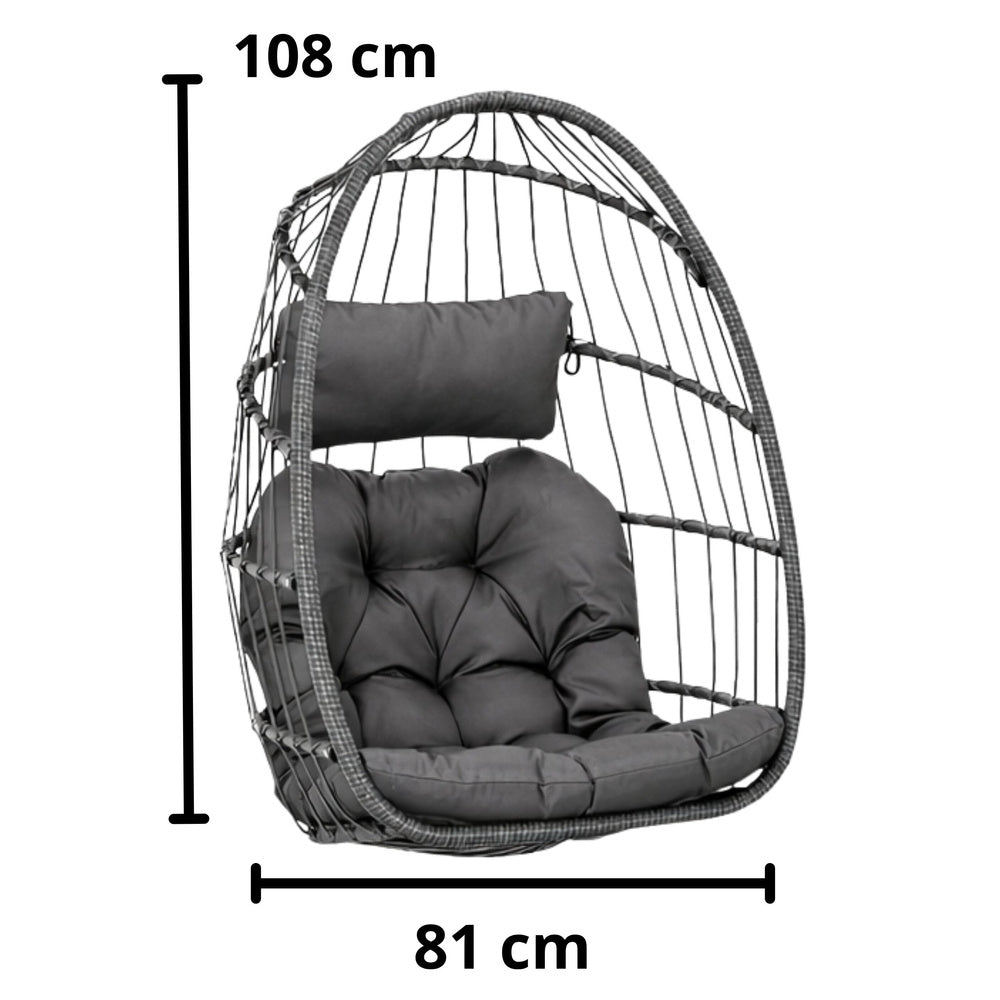 Viseća stolica jaje s jastucima Cocoon - siva